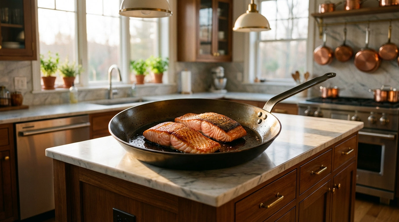 Crispy-Skin Salmon sans PFAS: Carbon Steel Keeps It Together