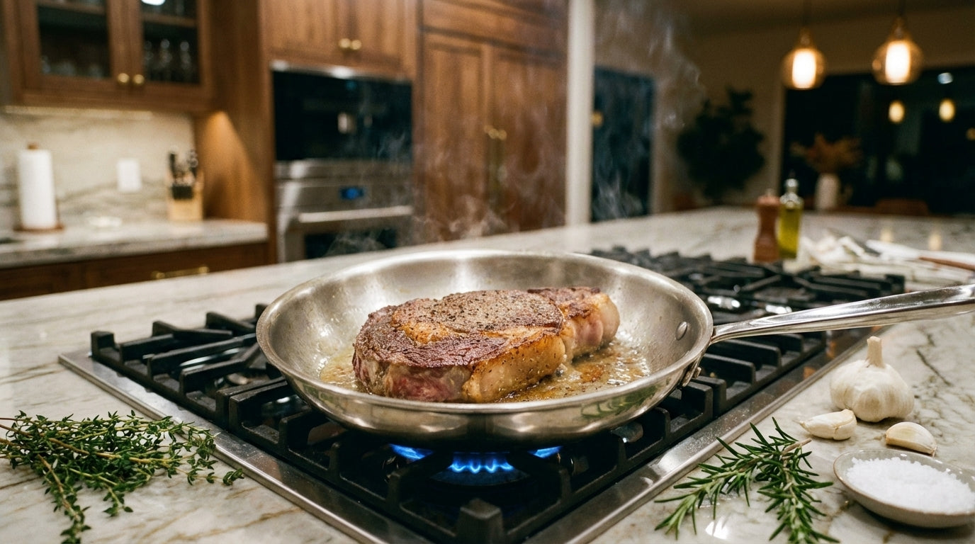 Searing Steak: Countdown From Cold Pan to Crust