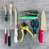 Various dull knives that are in need of Misen's Mail-In Knife Sharpening Service