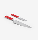Misen chef's knife and paring knife set with red handles