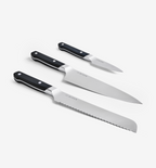 Misen 3-piece kitchen knife set with chef's knife, bread knife, and paring knife