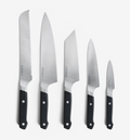 Misen 5-piece kitchen knife set with bread, chef, santoku, utility, and paring knives