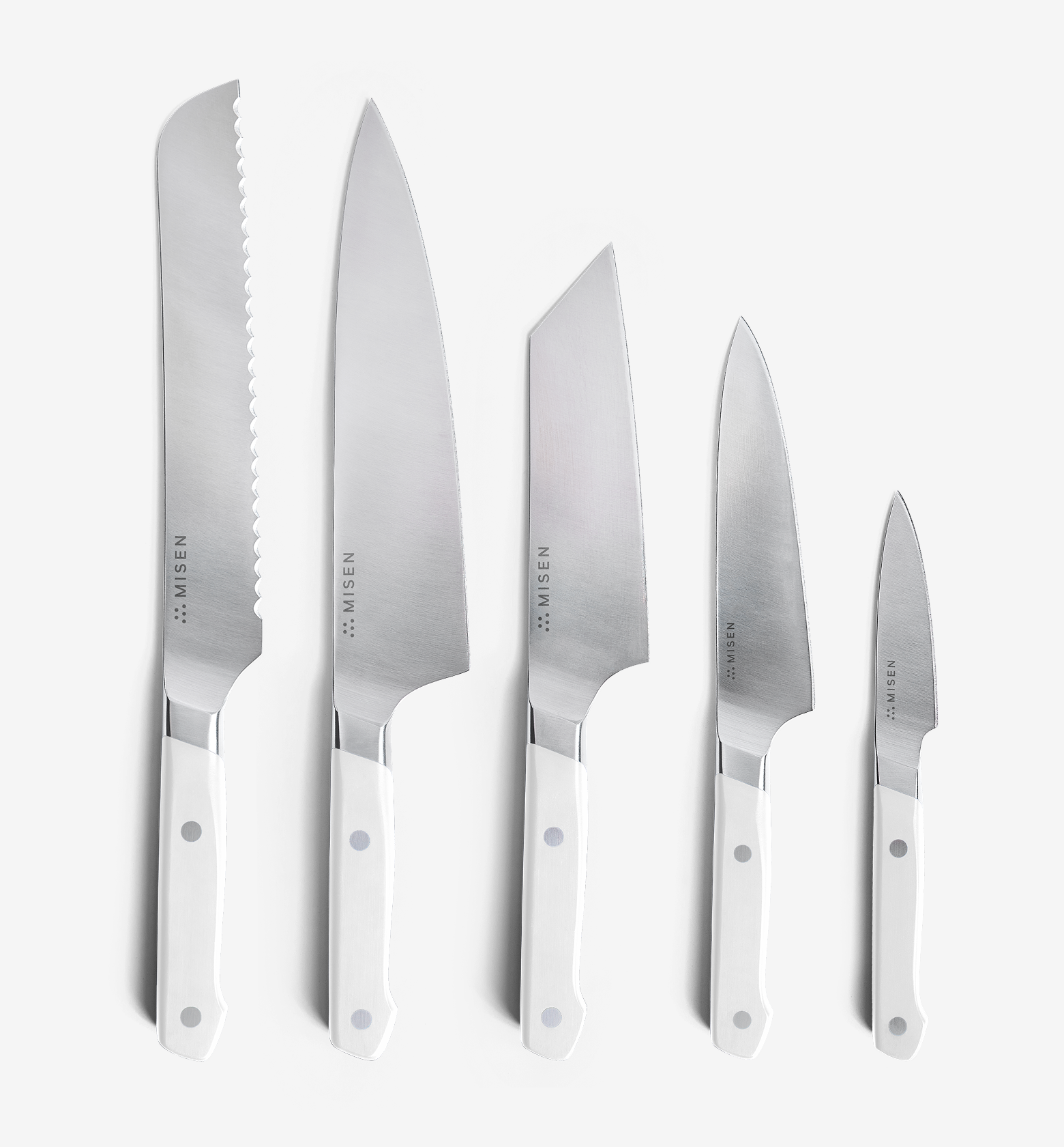 Misen 5-piece kitchen knife set with white handles