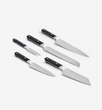 Misen 5-piece kitchen knife set with black handles on white background