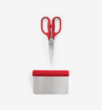 Misen kitchen shears and bench scraper set in red