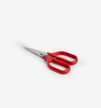 Misen kitchen shears with red handles and stainless steel blades