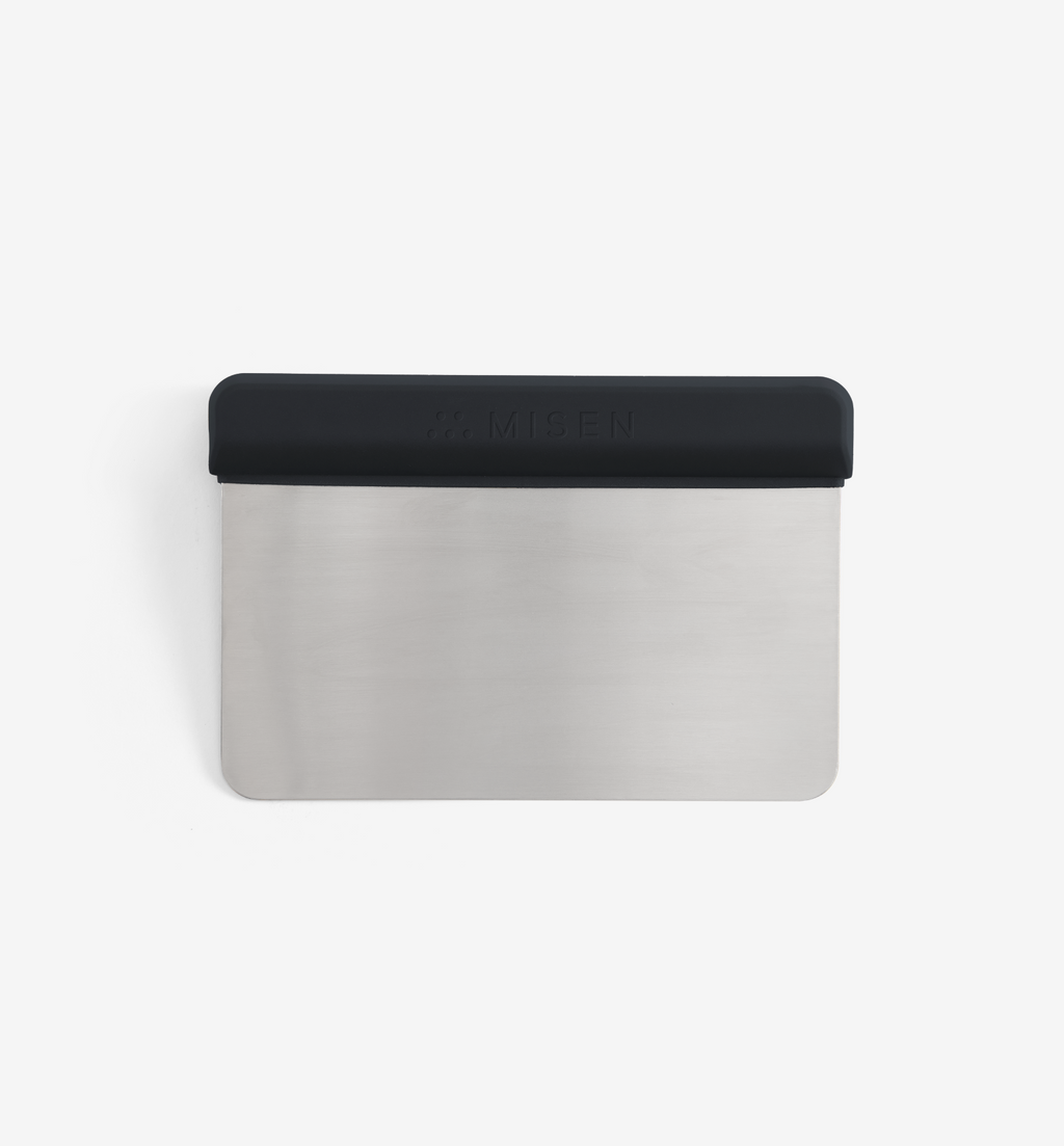 Misen stainless steel bench scraper with black silicone handle