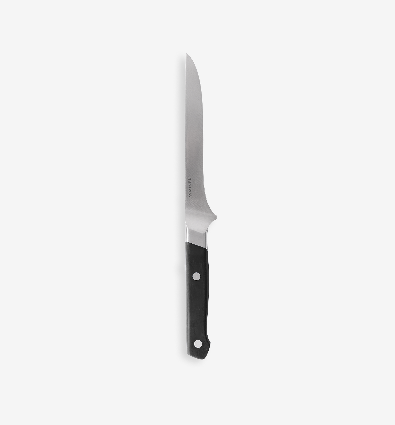 Misen boning knife with black handle and stainless steel blade