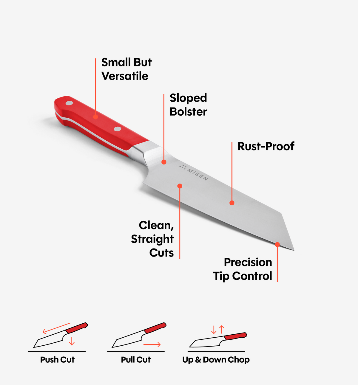 6" Bunka Knife (ACUTO440) - Red