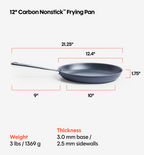 12" Carbon Nonstick™ Frying Pan + Glass Lid