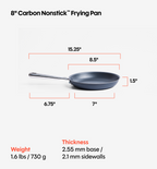 8" Carbon Nonstick™ Frying Pan + Glass Lid