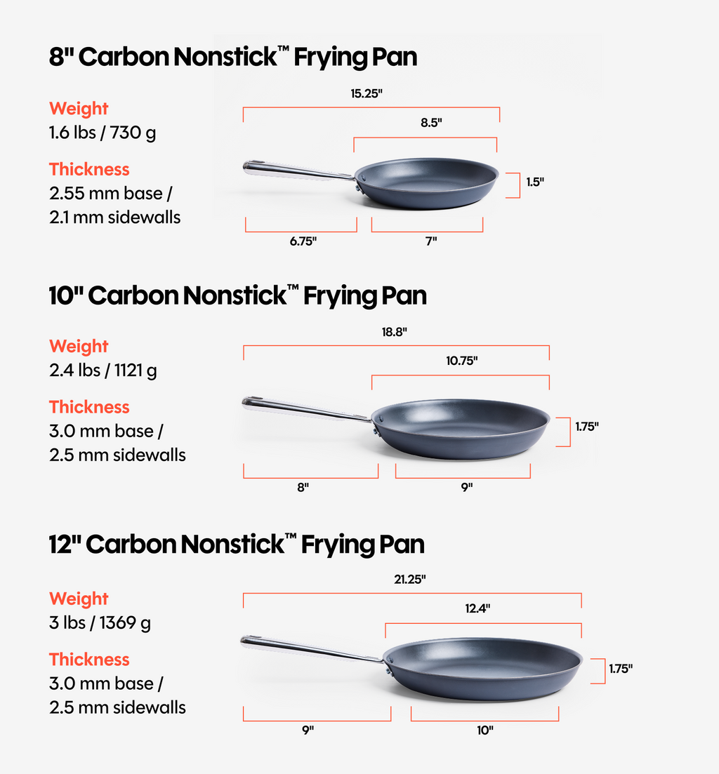8" + 10" Carbon Nonstick™ Frying Pan + Glass Lids
