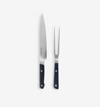 Misen carving knife and carving fork set with dark blue handles
