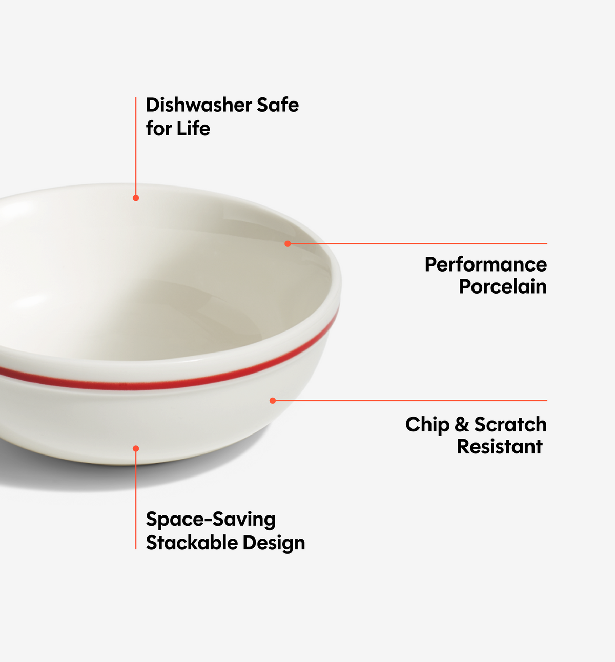 4-Piece Cereal Bowl Set - Red