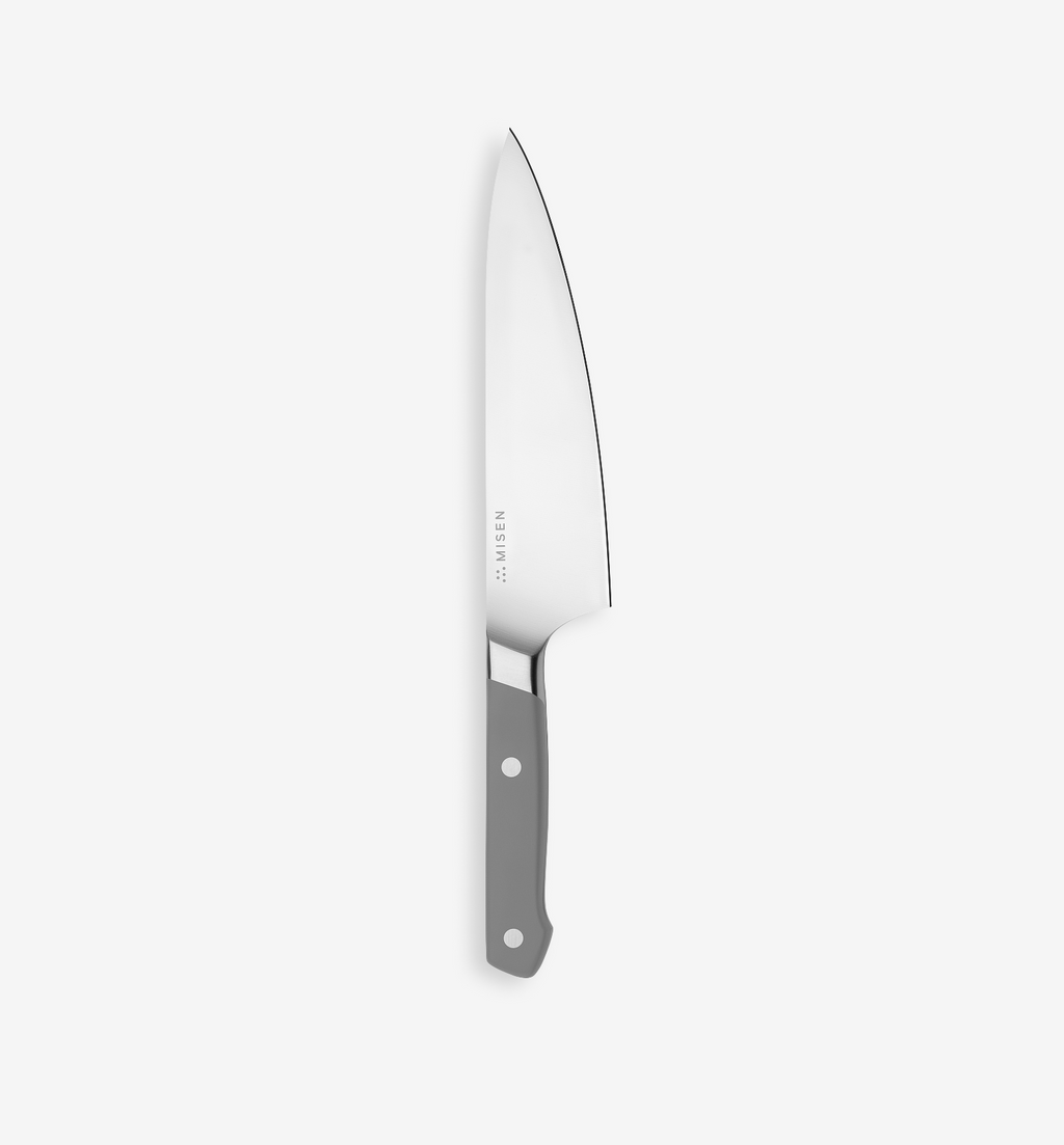Misen chef's knife with gray handle and stainless steel blade