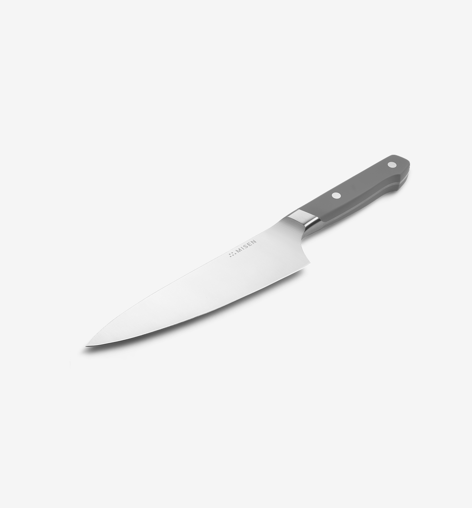 Misen chef's knife with gray handle and stainless steel blade