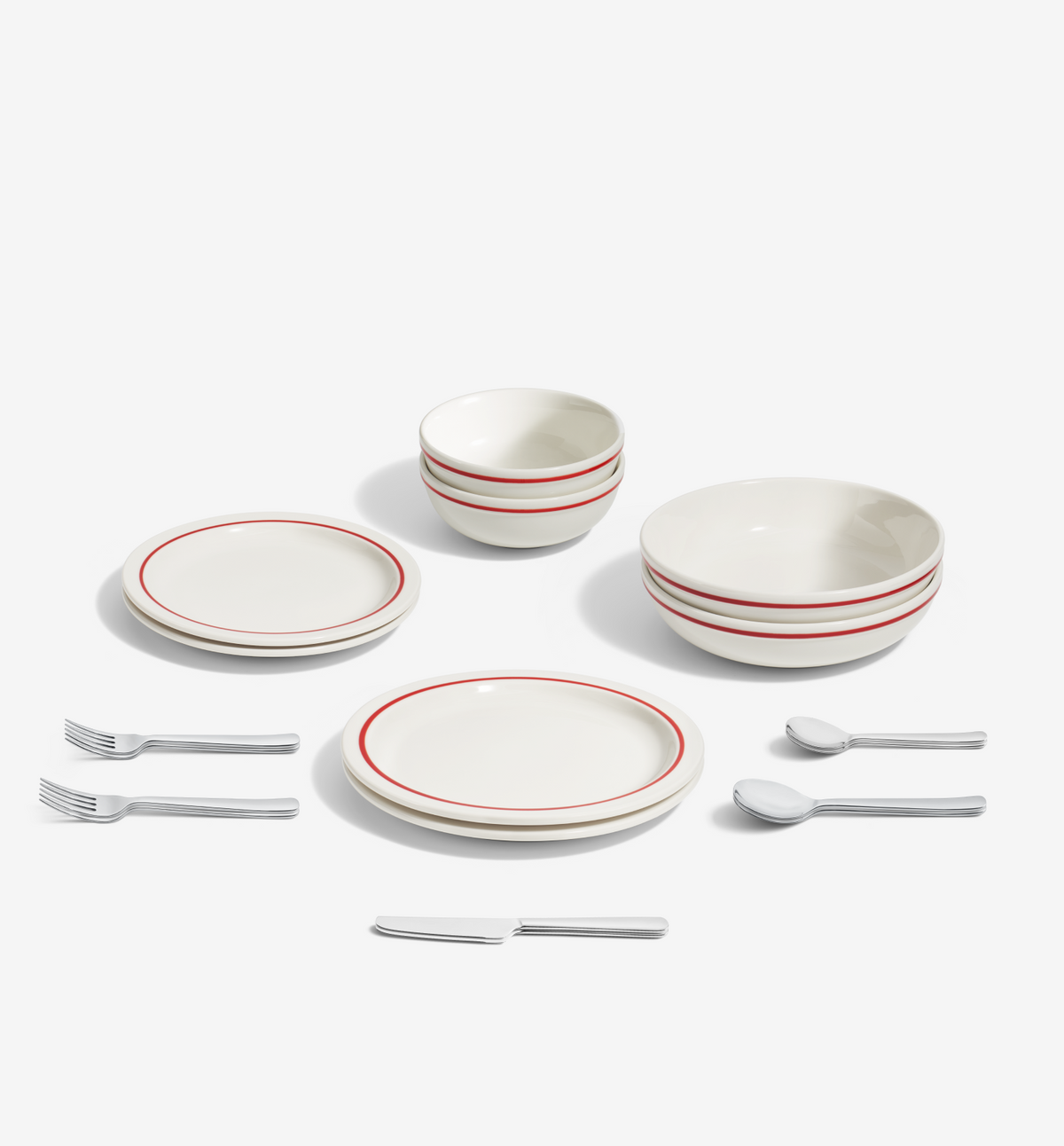 18-Piece Dinnerware + Flatware Set (Serves 2) - Red / Polished