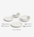 18-Piece Dinnerware + Flatware Set (Serves 2) - White / Polished