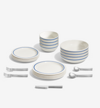 36-Piece Dinnerware + Flatware Set (Serves 4) - Blue / Brushed