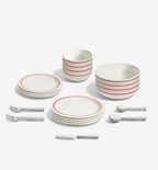 36-Piece Dinnerware + Flatware Set (Serves 4) - Red / Polished