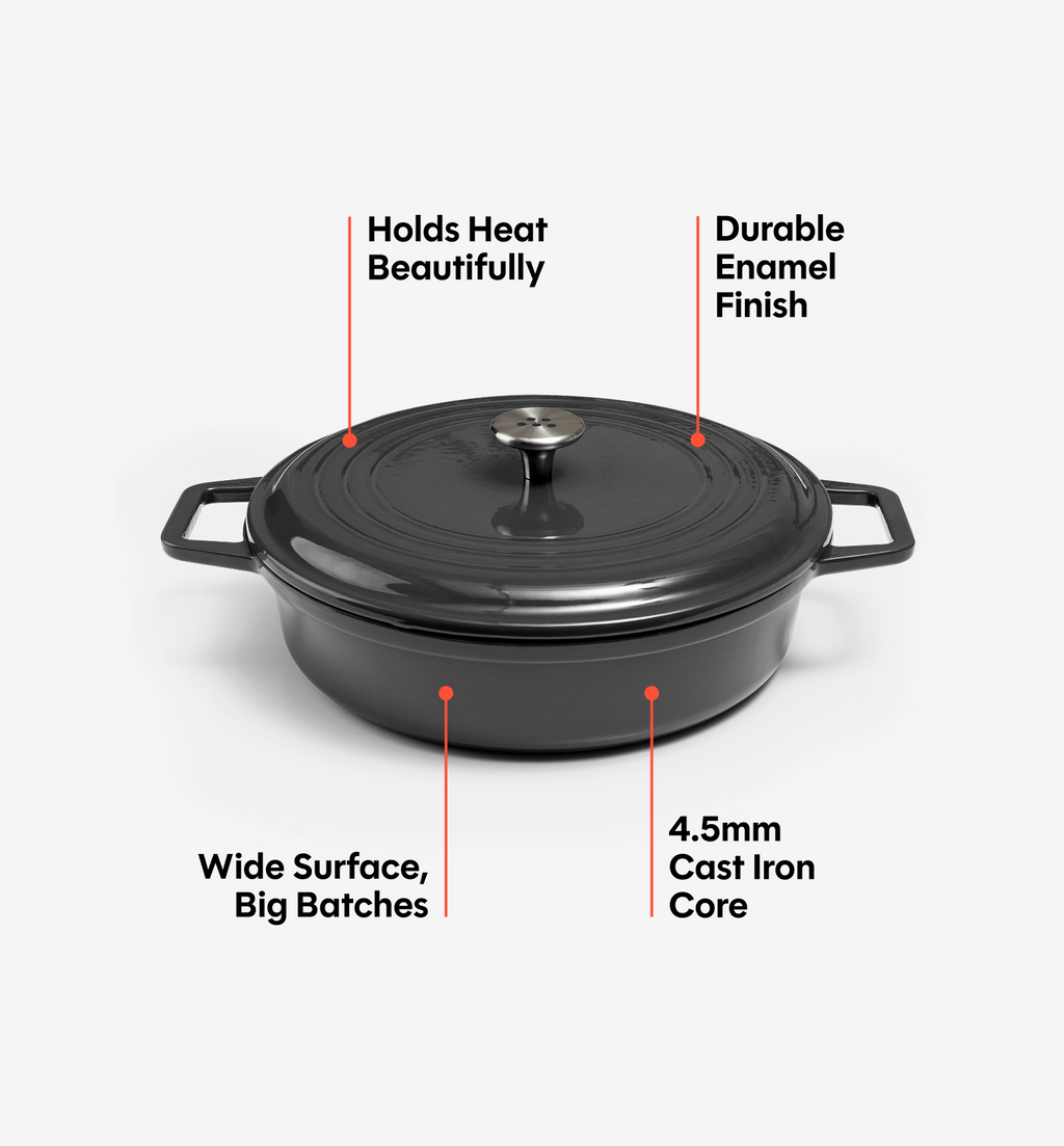 5.5 QT Enamel Cast-Iron Braiser - Black - Final Sale