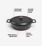 5.5 QT Enamel Cast-Iron Braiser - Black - Final Sale