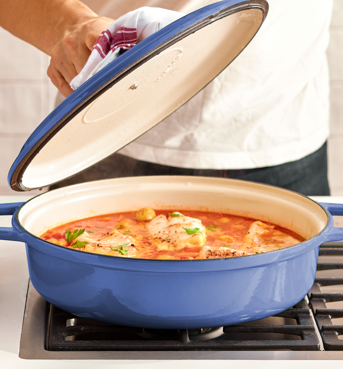 5.5 QT Enamel Cast-Iron Braiser - Classic Blue - Final Sale