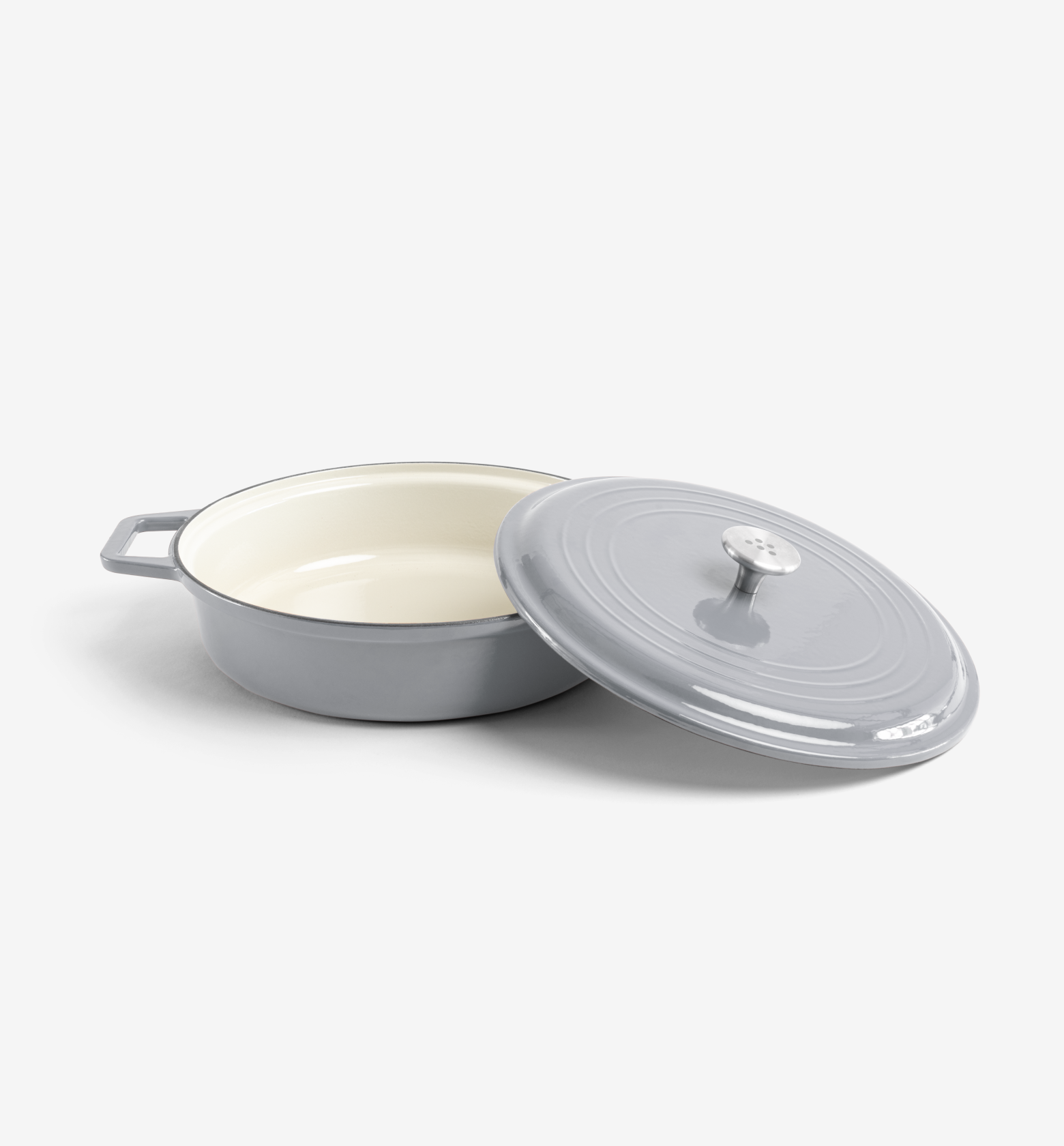 5.5 QT Enamel Cast-Iron Braiser - Gray - Final Sale