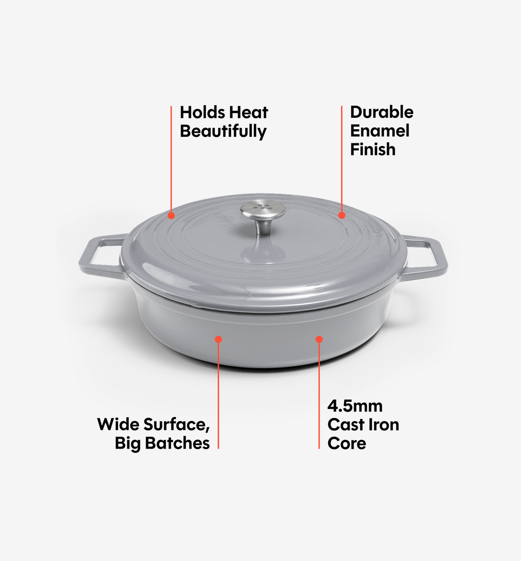 5.5 QT Enamel Cast-Iron Braiser - Gray - Final Sale