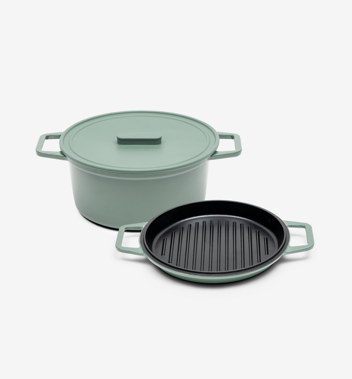 5.5 QT Enamel Cast-Iron Dutch Oven - Grill & Silicone Lid - Sage - Final Sale