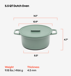 5.5 QT Enamel Cast-Iron Dutch Oven - Grill & Silicone Lid - Sage - Final Sale