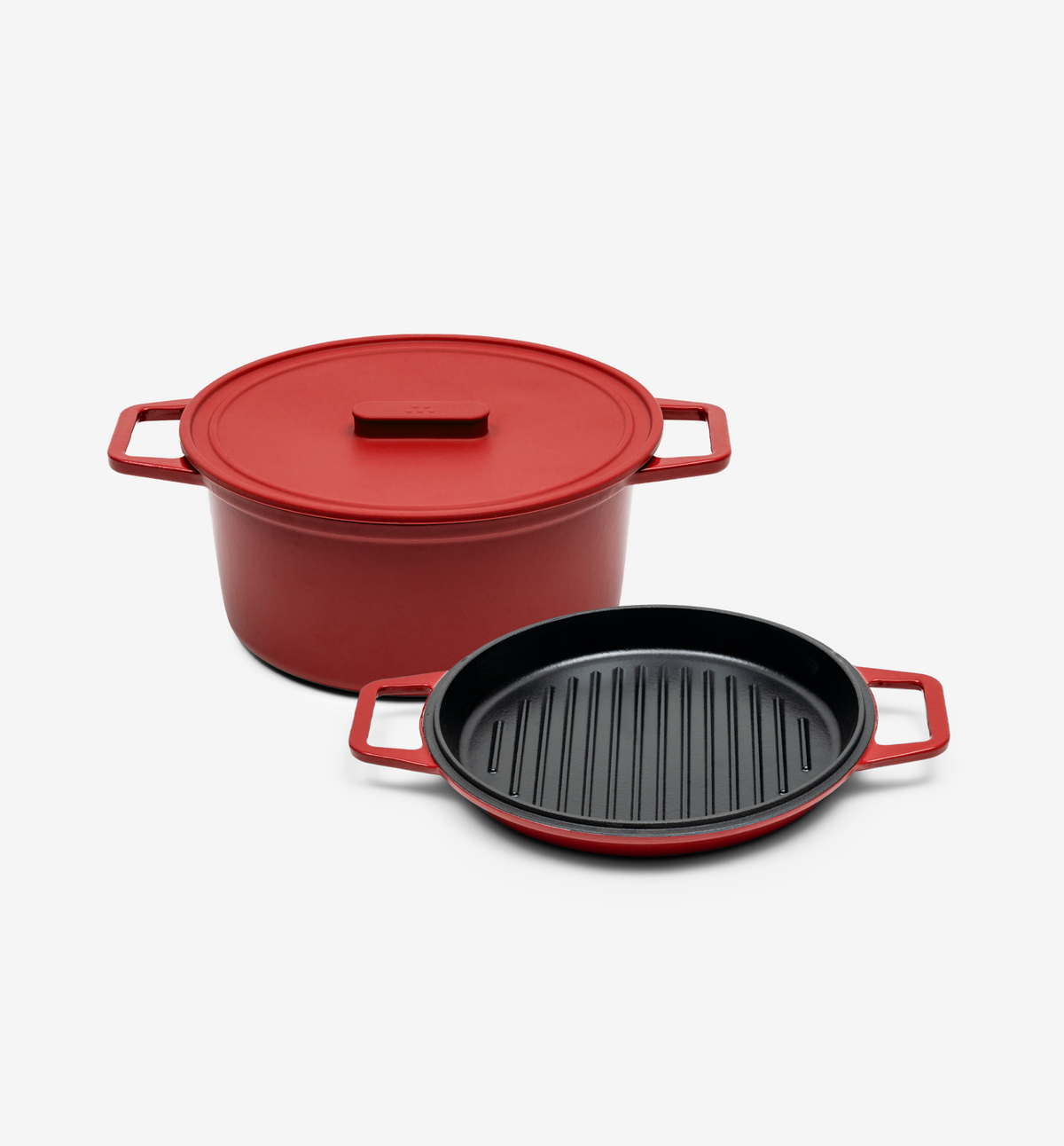 5.5 QT Enamel Cast-Iron Dutch Oven - Grill & Silicone Lid - Red - Final Sale