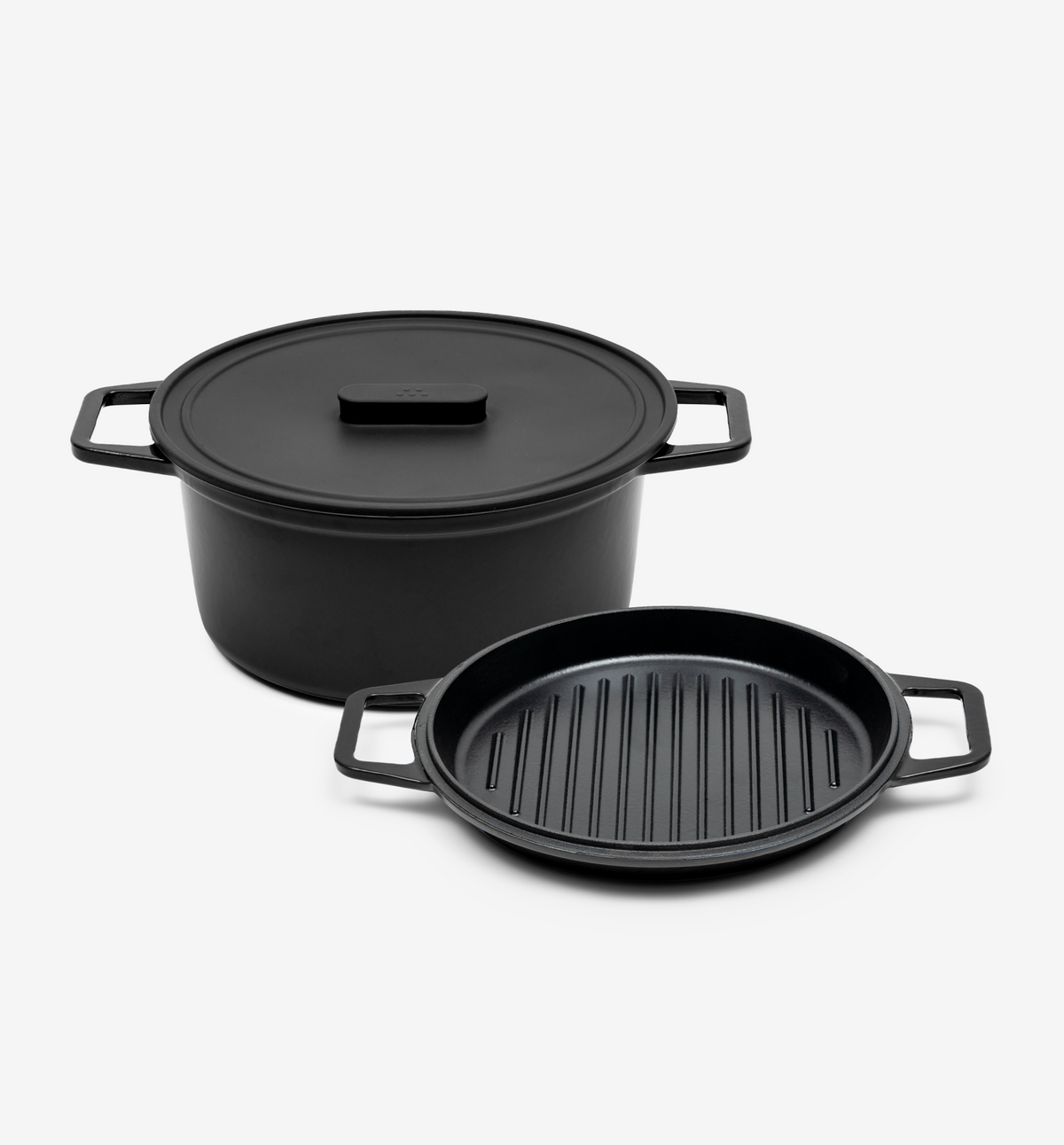 7 QT Enamel Cast-Iron Dutch Oven - Grill & Silicone Lid - Black - Final Sale