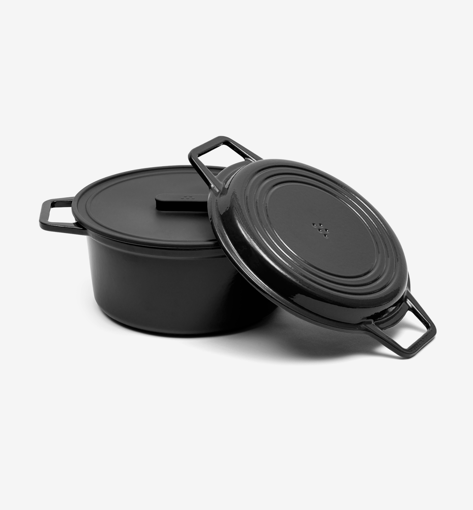 7 QT Enamel Cast-Iron Dutch Oven - Grill & Silicone Lid - Black - Final Sale