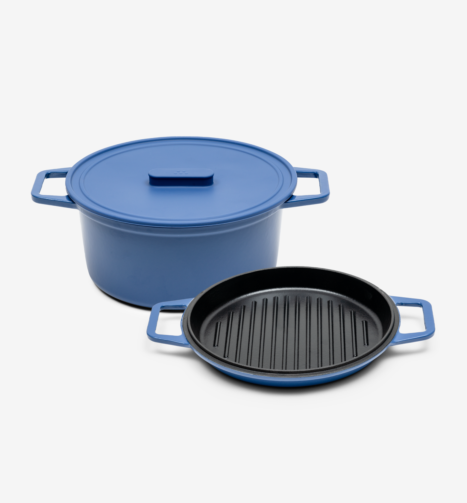 7 QT Enamel Cast-Iron Dutch Oven - Grill & Silicone Lid - Blue - Final Sale