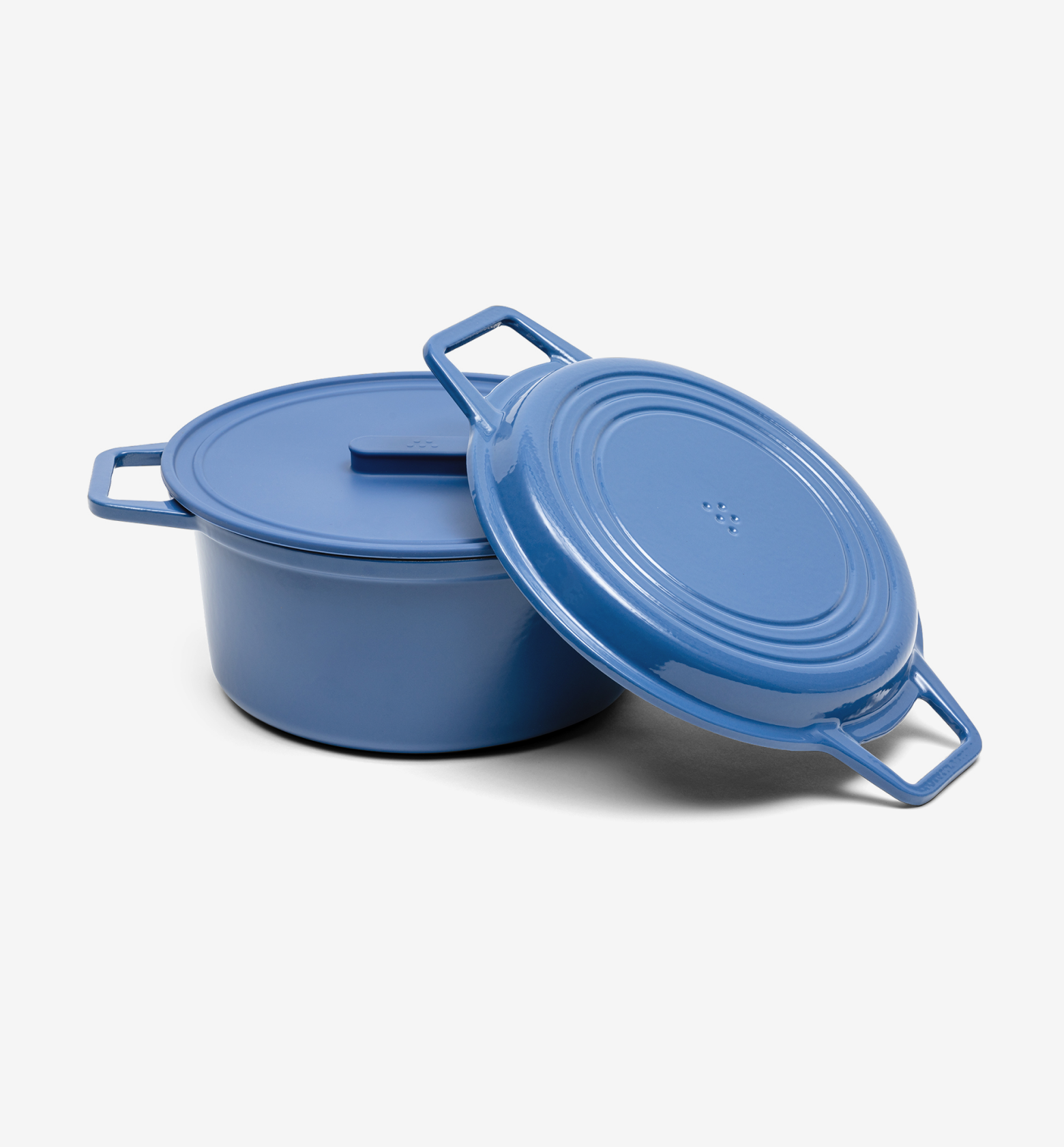 7 QT Enamel Cast-Iron Dutch Oven - Grill & Silicone Lid - Blue - Final Sale