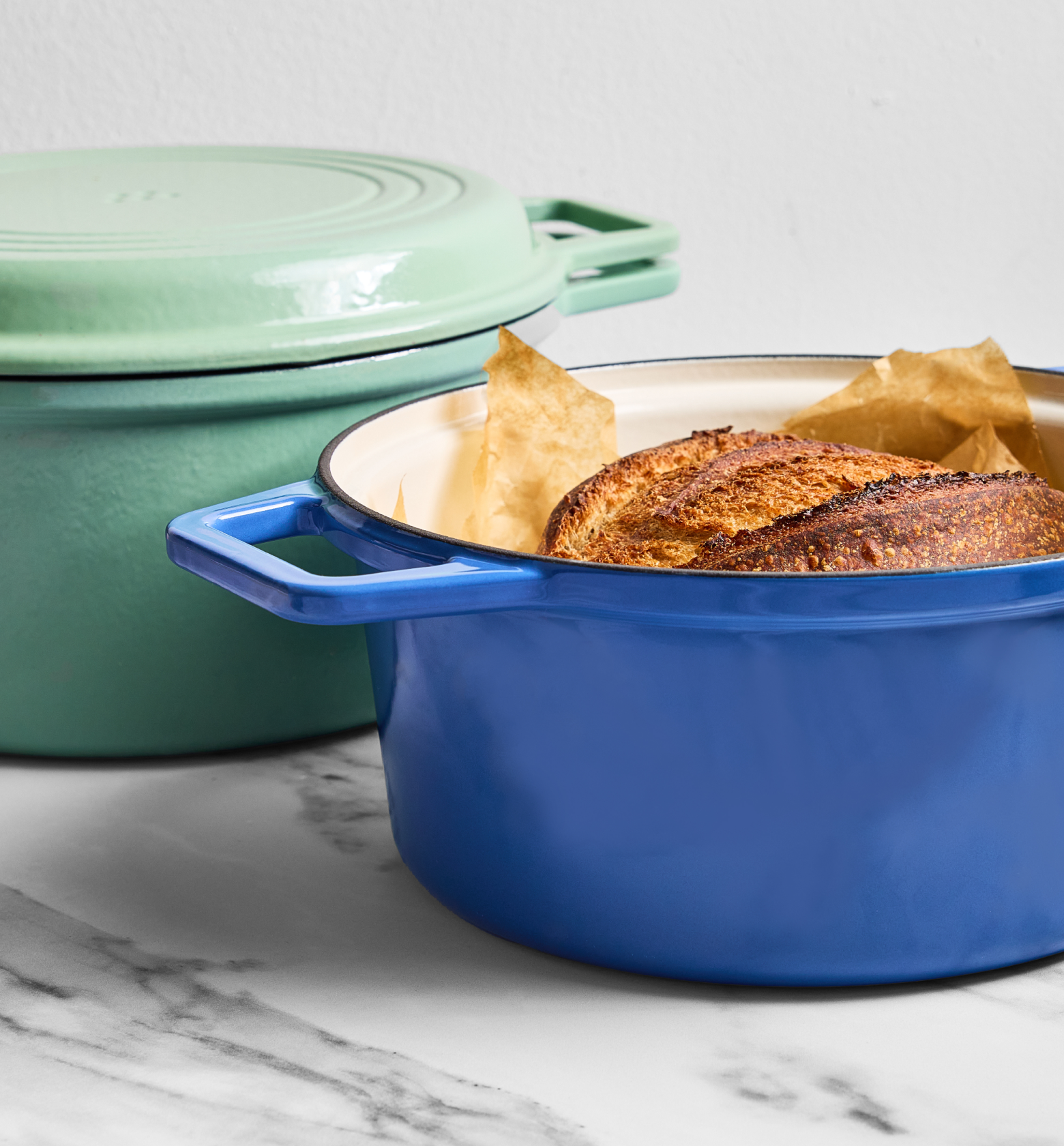 7 QT Enamel Cast-Iron Dutch Oven - Grill & Silicone Lid - Blue - Final Sale