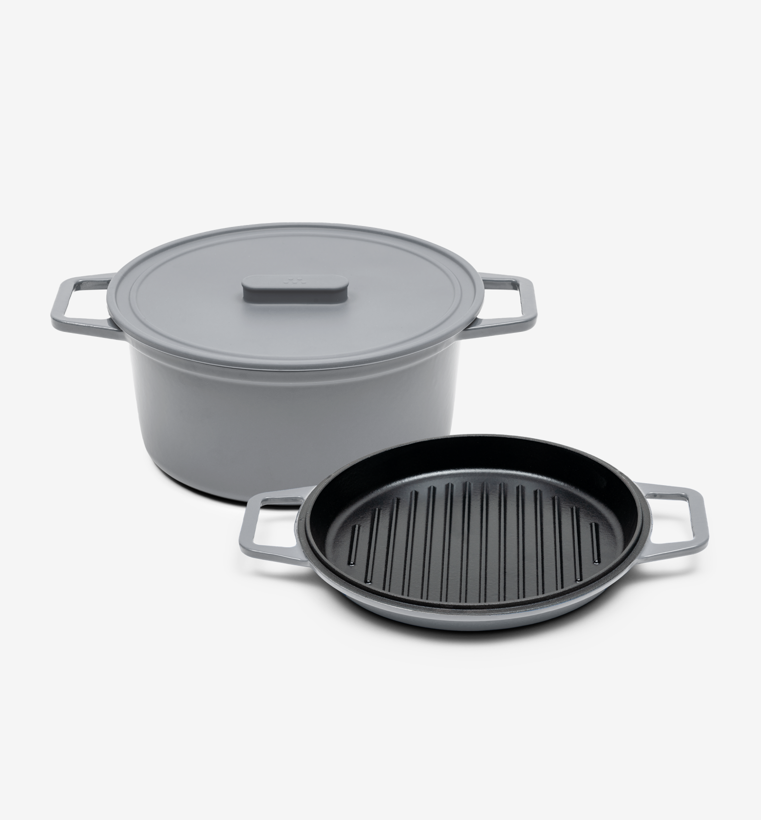 7 QT Enamel Cast-Iron Dutch Oven - Grill & Silicone Lid - Gray - Final Sale