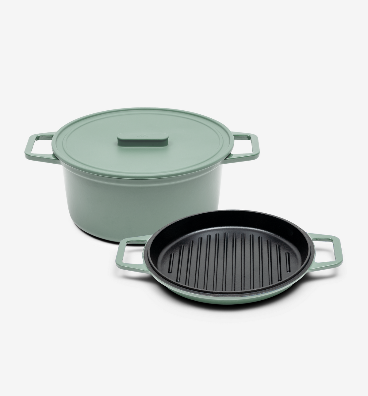 7 QT Enamel Cast-Iron Dutch Oven - Grill & Silicone Lid - Sage - Final Sale