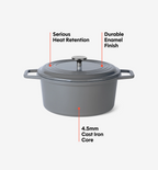 7 QT Enamel Cast-Iron Dutch Oven - Classic Lid - Gray - Final Sale