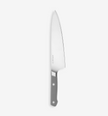 Misen 8-inch chef's knife with polished stainless steel blade and gray handle