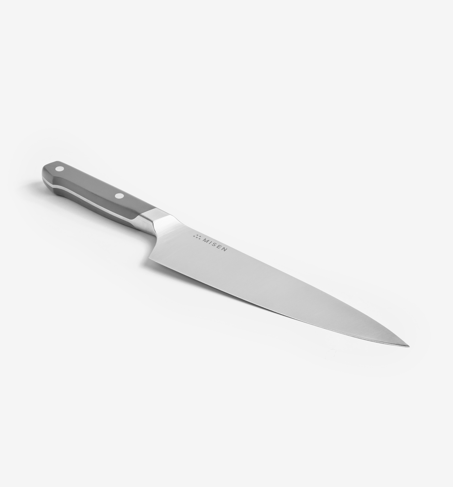Misen chef's knife with gray handle and stainless steel blade