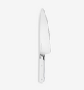 Misen chef's knife with white handle and polished stainless steel blade