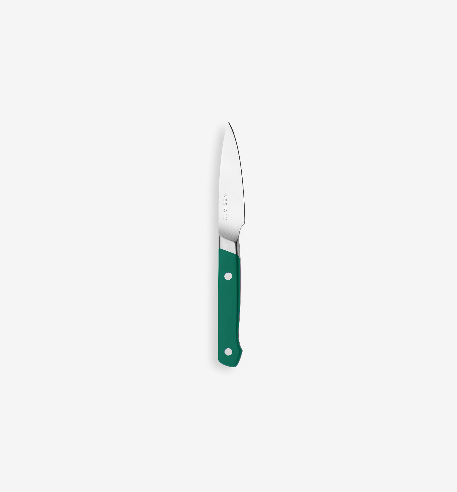 Misen paring knife with green handle and stainless steel blade