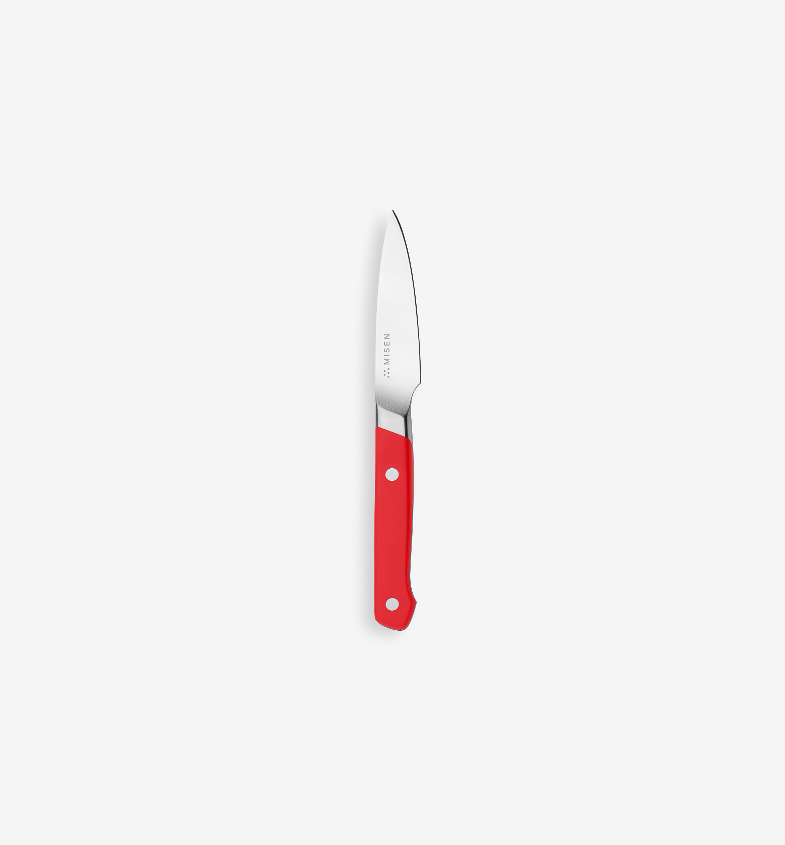 Misen paring knife with red handle and stainless steel blade