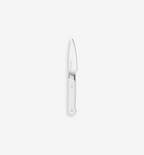 Misen paring knife with white handle and stainless steel blade