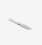 Misen paring knife with white handle and stainless steel blade