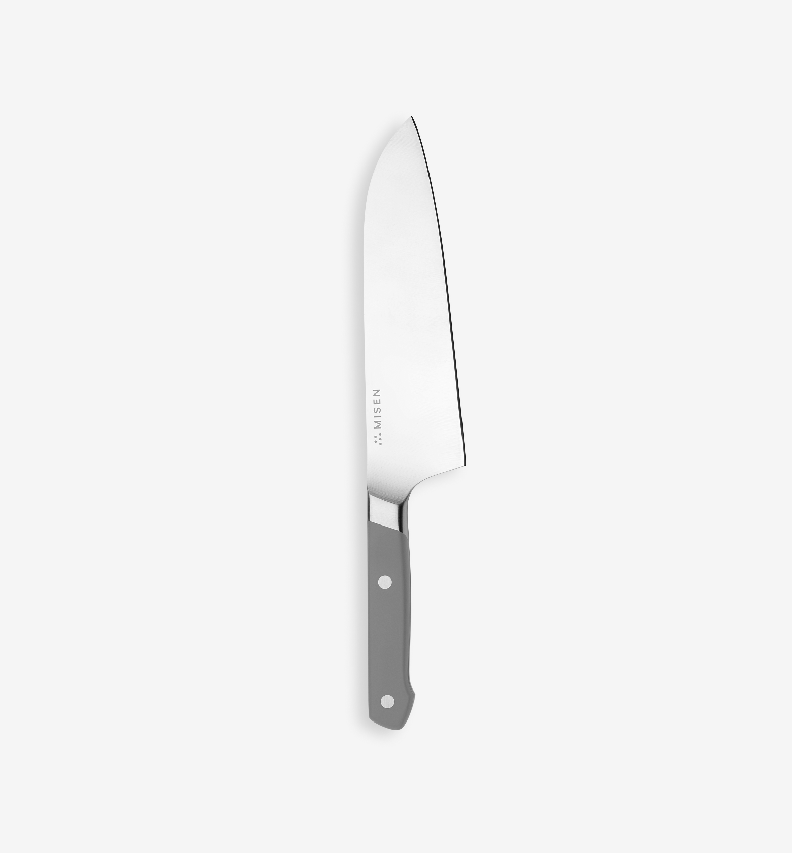 Misen santoku chef's knife with gray handle and polished steel blade