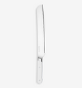 Misen serrated bread knife with white handle and stainless steel blade