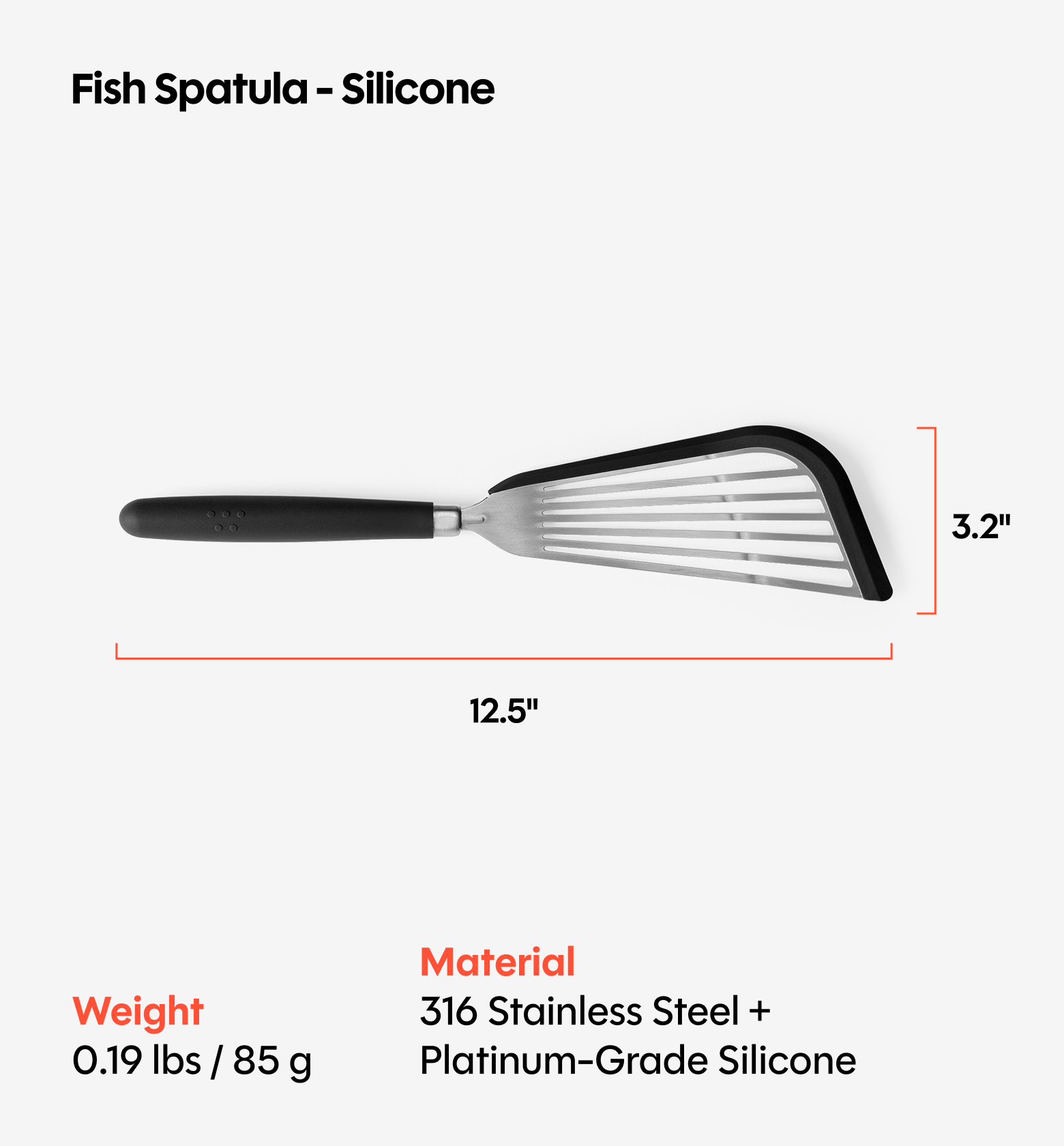 Silicone Fish Spatula - Black